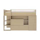 Gautier Ultrakompaktes Hochbett - Dimix - 90 x 200 cm - Strukturierte Eiche
