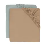 Jollein Spannbettlaken Jersey - 2 Stück - 60 x 120 cm - Sea Green/Biscuit