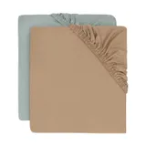 Jollein Spannbettlaken Jersey - 2 Stück - 70/75 x 140/150 cm - Sea Green/Biscuit