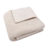Jollein Check Knit Bettdecke 100 x 150 cm - Oatmeal / Teddy Fleece