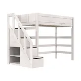 LIFETIME Kidsrooms Original Hoogslaper Met Trapkast - Premium Rolbodem - White Wash