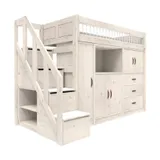 LIFETIME Kidsroom Hochbett All-In-One - Premium Lattenrost - White Wash 