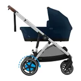 Cybex E-Gazelle S Geschwisterwagen - Silver - Ocean Blue / Navy Blue