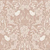 Estahome Bloemen En Vogels Behang - Art Nouveau Stijl - 0,53 x 10,05 m - Nude / Wit