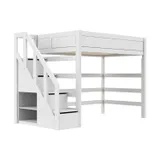 Life Time Hochbett Deluxe - Weiß lakiert - 177 cm - 120 cm - Mit Treppenschrank