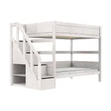 Life Time Etagenbett Premium - White Wash - 120 cm - Mit Treppenschrank