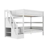 Life Time Etagenbett Premium - Weiß Lackiert - 120 cm - Mit Treppenschrank