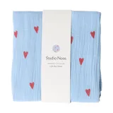 Studio Noos Light Blue Hearts Swaddle 120x120 cm