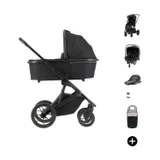 Qute Q-Rider Plus 4-in-1 Kinderwagen - Midnight Black | Kidsriver Curve Babyschale – Black | Kidsriver Isofix Basis