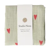 Studio Noos Swaddle - Sage Green Hearts - 70x70 cm