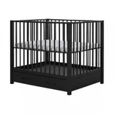 Europe Baby Robin II Laufstall mit Schublade - Matt Schwarz