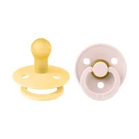 BiBs Colour Fopspeen - Rond - 2 Stuks - 0-6 Mnd - Pale Butter/Petal 