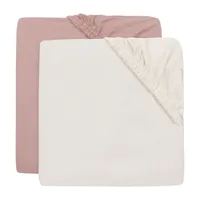 Jollein Spannbettlaken - Jersey - 2 Stück- 70/75×140/150 cm - Wild Rose Ivory