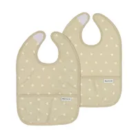 Meyco Baby Gingko Lätzchen mit Auffangschale - 2er-Pack - Soft Sand