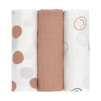 Lässig Swaddle Tuch (3 Stück) 85 x 85 cm - Tiny Smile - Maple
