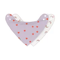 Lässig Bandana Lätzchen - Happy Rascals - Heart Lavender - 2er-Pack