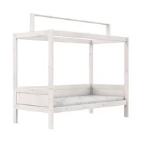 LIFETIME Kidsrooms Original Bett + Dachrahmen – Premium Lattenrost – 90x200 cm - White Wash