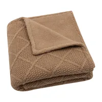 Jollein Check Knit Babydecke 75 x 100 cm - Biscuit / Teddy Fleece