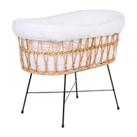 Rattan Wieg + Metalen onderstel + Matras + Jersey Hoes Ecru CRRATMC