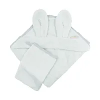 Bamboom New Born Badcape Met Oren + Washand - Sky Grey