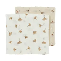 Meyco Baby Gingko Hydrophile Tücher - 2er-Pack - Offwhite/Soft Sand - 70x70 cm