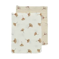 Meyco Baby Gingko Waschlappen - 2er-Pack - Offwhite/Soft Sand - 20x17 cm