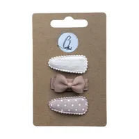 Ootje Kadootje Babyhaarclipjes - 3 Stuks - Taupe/Ivoor/Dot