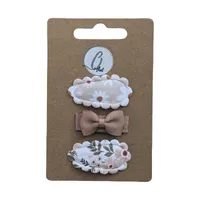 Ootje Kadootje Babyhaarclipjes - 3 Stuks - Schulpbloem/Taupe