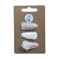 Ootje Kadootje Babyhaarclipjes Chiffon - 3 Stuks - Roze/Glitter/Ecru