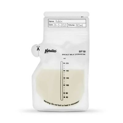 Alecto Muttermilchbeutel – 100 Beutel – 220 ml