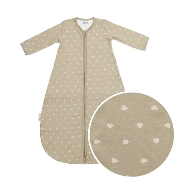 Meyco Sweet Heart Schlafsack mit festen Ärmeln, rund - 110 cm - Jersey - Sand