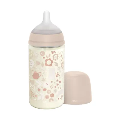 Suavinex Babyflasche Glas - SX Pro - Wonderland - Medium Flow - 240ml - Rosa