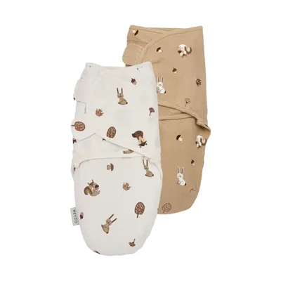Meyco Inbakerdoek - 2 Stuks - 4-6 Mnd - Forest Animals Sand