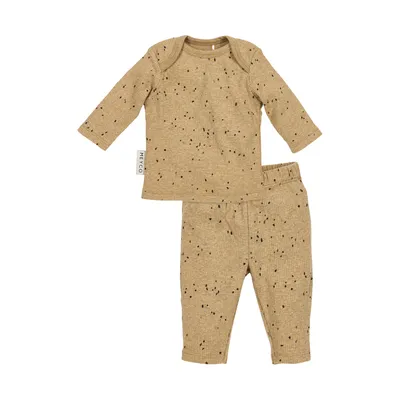 Meyco Baby Pyjama Rib - Maat 62/68 - Mini Spot Toffee Melange 