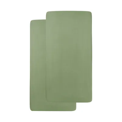 Meyco Uni Spannbettlaken Juniorbett - 2 Stück - 70 x 140/150 cm - Olive Green