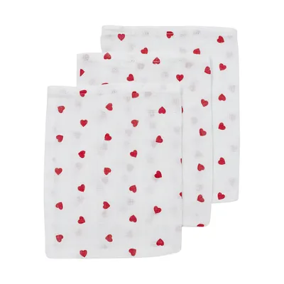 Meyco Sweet Heart Hydrofiele Waschlappen - 3er-Pack - Rot