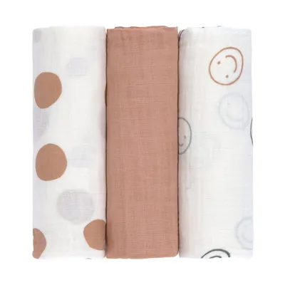 Lässig Swaddle Tuch (3 Stück) 85 x 85 cm - Tiny Smile - Maple