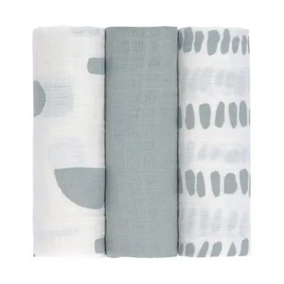 Lässig Hydrophile Tücher - Strokes Silver Grey - 3 Stück - 85 x 85 cm