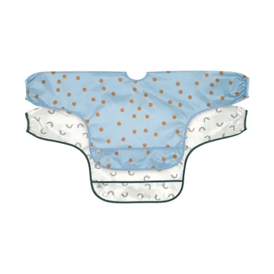 Lässig Lätzchen Langarm - Happy Rascals - Smile Sky Blue - 2er Pack