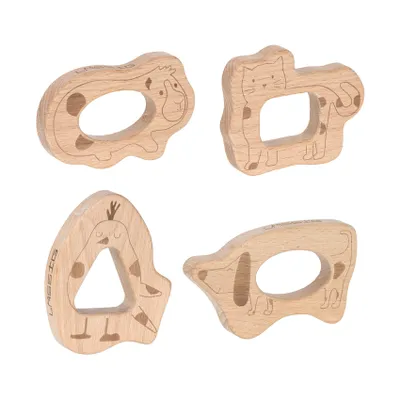 Lässig Beißring-Set – Little Mateys – FSC-Holz – 4 Stück