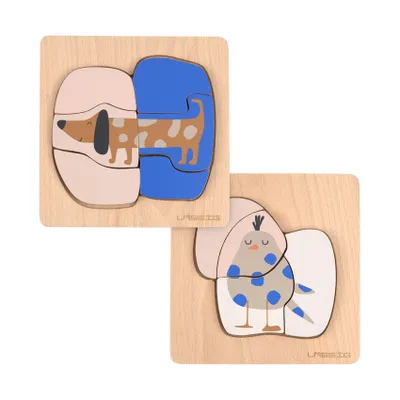 Laessig Puzzle Wood Set 2 pcs Little Mateys Dog/Bird, FSC 100% 13130480010