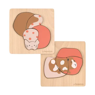 Lässig Holzpuzzle-Set – Little Mateys – Katze/Meerschweinchen – FSC-Holz