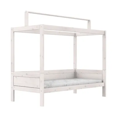 LIFETIME Kidsrooms Original Bett + Dachrahmen – Premium Lattenrost – 90x200 cm - White Wash