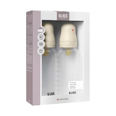 BIBS Flasche - Medium Flow - 2 Stück - 270 ml - Latex - Ivory