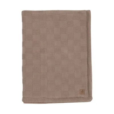 Jollein Babydecke - Box Knit/Samt- 75 x 100 cm - Milky Coffee