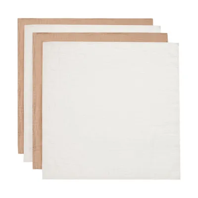 Jollein Hydrophiles Tuch - Klein - 4 Stück - 70 x 70 cm - Biscuit/Ivory