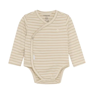 Noppies Navi Wickelbody - Stripe - Offwhite