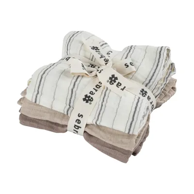 Sebra Hydrophile Tücher - 3er-Pack - Cream Stripe Beige