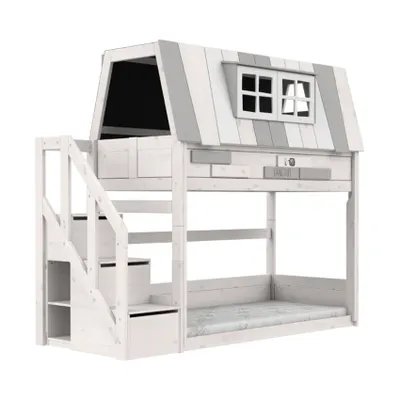 LIFETIME Kidsroom Etagenbett mit Treppenschrank – Premium Lattenrost