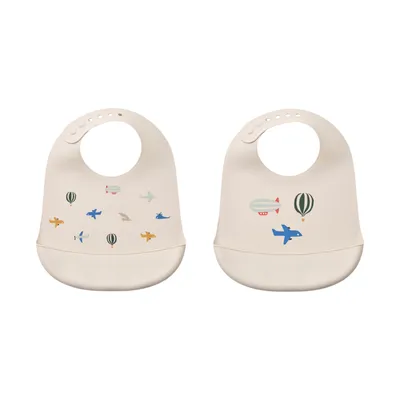Liewood Tilda Printed Lätzchen 2er-Pack - Aviator / Ecru